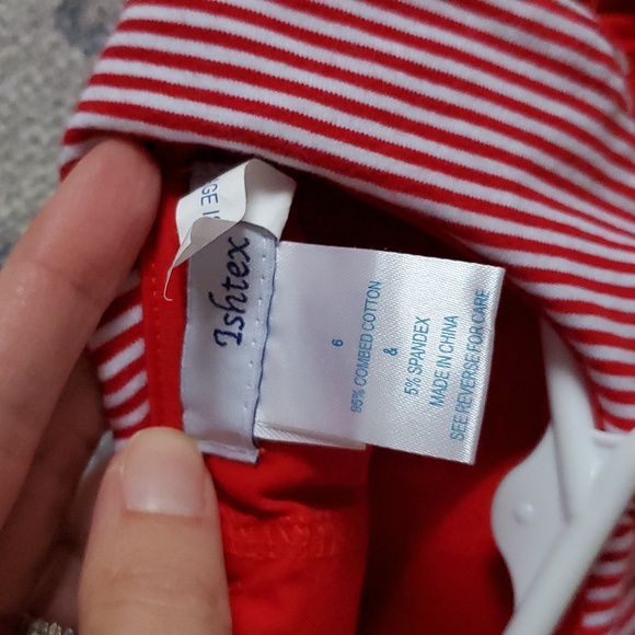 Ishtex Girls Red White Scalloped Peter Pan Collar Dress Sz6 - Picture 4 of 11